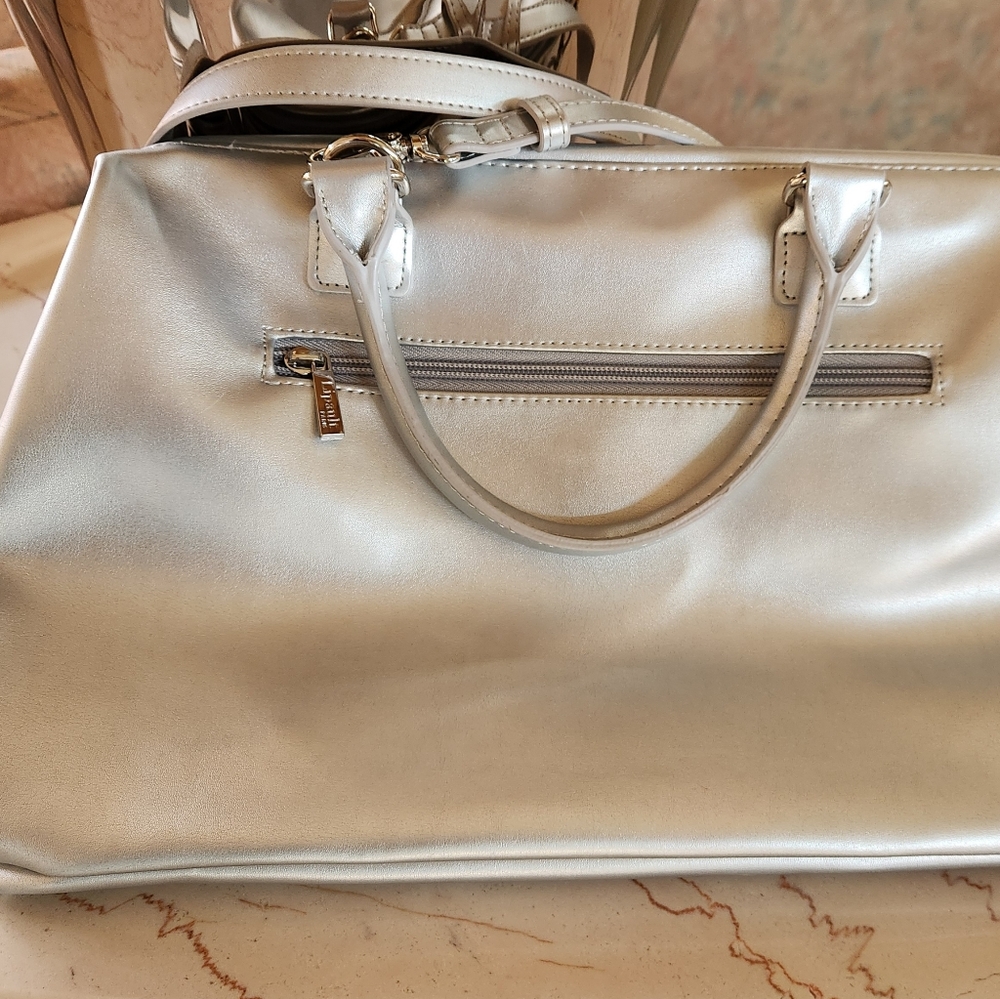 LIPAULT Paris Silver New Bowling Bag Tote + Wallet - Picture 2 of 11